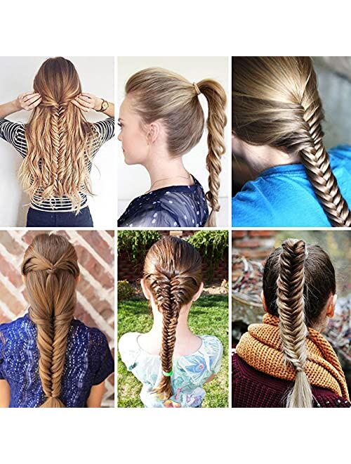 14 pcs Hair Braiding Tool + a bunch of elastic hair bands (10 pieces), Twist hair braid accessories/DIY hair styling tools, ponytail/crown hairstyle/French hairstyle knit