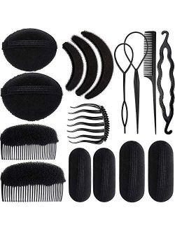 16 Pieces Hair Sponge Bump Up Volume Inserts Tool Simple Hair Braid Tools Hair Bases Hair Bump Up Combs Clips Hair Styling Tools Sponge Hair Accessories for Girls Women H