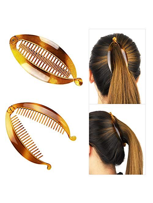 6 Pieces Banana Hair Clips Banana Hair Combs Fishtail Hair Clip Combs Resin Banana Fish Grips for Women Girl Hair Accessories (5.5 Inch, Color 1)