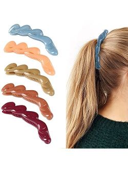 KDRose 5 Pack Banana Hair Clips, 5 Colors 3.93inch Hair Claw Clip, for Girls Women Thick or Medium, Mother's Day Gift