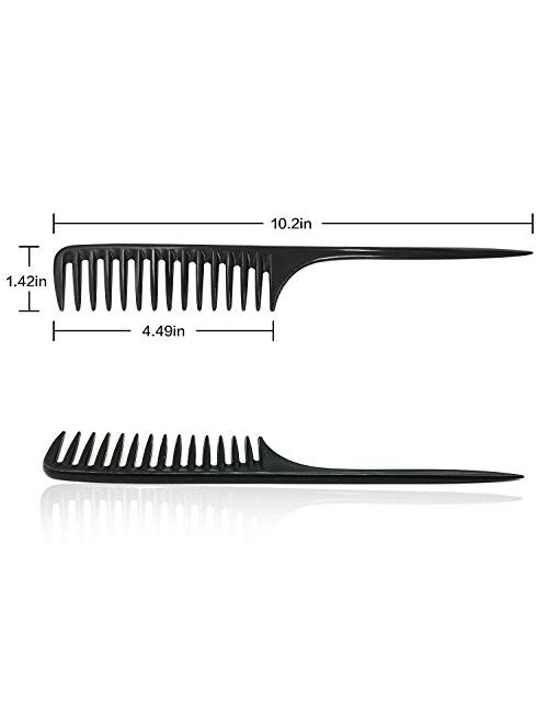 Wapodeai Wide Tooth Comb Detangling Hair Brush, Professional Styling Comb Black Carbon Fiber, Anti Static Heat Resistant Hair Comb, Suitable for all Kinds of Hair.