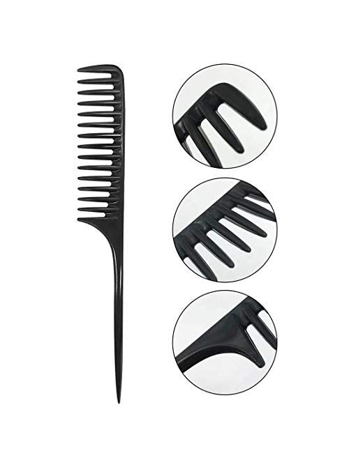 Wapodeai Wide Tooth Comb Detangling Hair Brush, Professional Styling Comb Black Carbon Fiber, Anti Static Heat Resistant Hair Comb, Suitable for all Kinds of Hair.