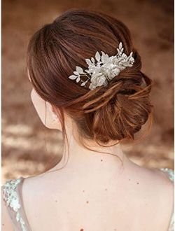 AW BRIDAL Wedding Hair Clip Rhinestones Hair Comb Flower Girl Bridal Hair Barrette Crystal Wedding Hair Accessories for Brides (Silver)