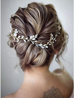 Earent Bride Wedding Crystal Hair Vine Bridal Long Headband Wedding Hair Piece Rhinestone Hair Accessories for Women and Girls (Silver)