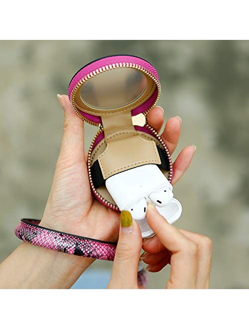 AD Jewelry Keychain Bracelet Wristlet Keyring Circle Leather Tassel Holder Bag for Bluetooth Headset for Women
