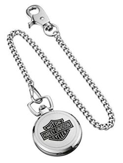 Harley-Davidson Men's Bar & Shield Stainless Steel Pocket Watch w/Chain 76A165