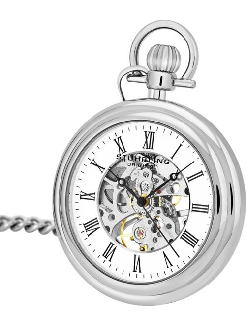 Stuhrling Men's Silver-Tone Stainless Steel Chain with Black Accents Watch 47mm