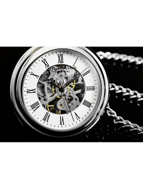 Stuhrling Men's Silver-Tone Stainless Steel Chain with Black Accents Watch 47mm