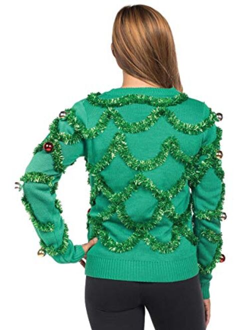 Tipsy Elves Tacky Women's Ugly Christmas Sweater Cardigans Gaudy Garlands and Outrageous Ornaments