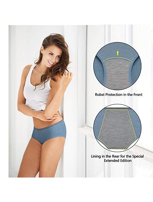 Angelhood Period Underwear for Women Girls,Leak Proof Period Panties Easy Clean Menstrual Underwear Pack of 6