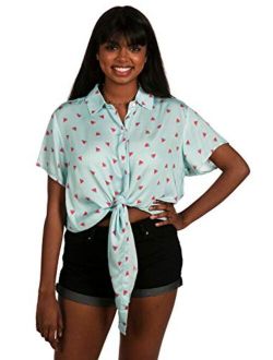 Women's Summer Tie Shirts - Patterned Tie Summer Shirts for Women
