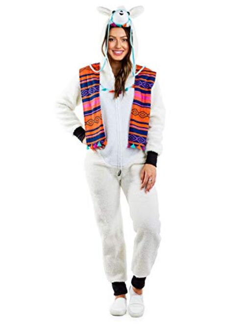 Tipsy Elves's Women's Llama Costume - Funny White Fuzzy Animal Halloween Jumpsuit