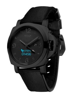 Connected Men's Hybrid Smartwatch Fitness Tracker: Black Case with Black Silicone Strap 44mm
