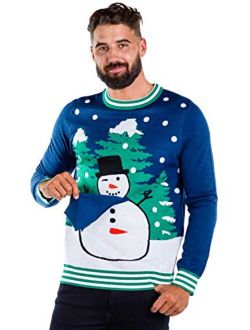 Men's Carrot Weiner Peekaboo Snowman Sweater - Funny Snowman Christmas Sweater