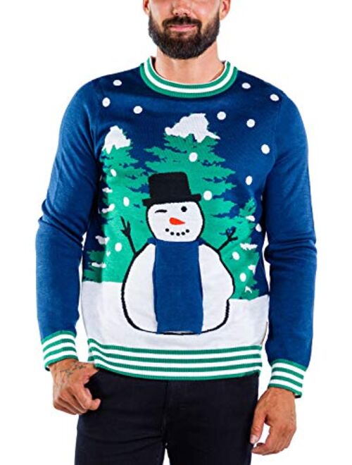 Tipsy Elves Men's Carrot Weiner Peekaboo Snowman Sweater - Funny Snowman Christmas Sweater