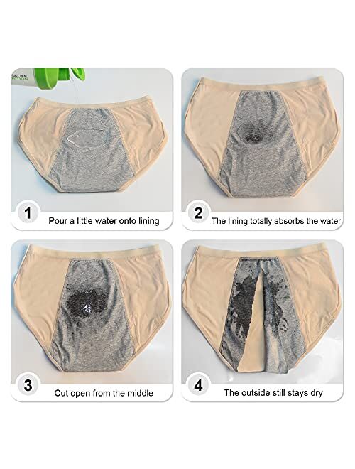 OUENZ Period Underwear for Women Menstrual Panties Womens Leak Proof Mid Waist Cotton Postpartum Ladies Panties Briefs Girls