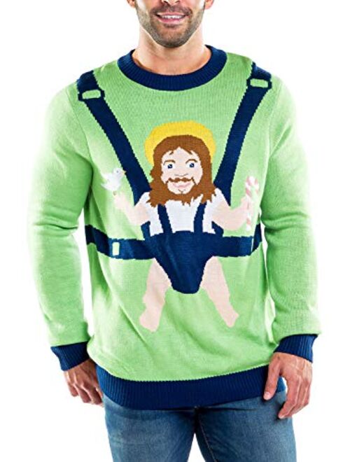 Tipsy Elves Men's Sweet Baby Jesus Ugly Christmas Sweater - Funny Christmas Sweater
