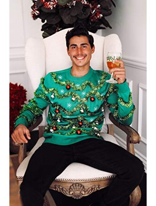Tipsy Elves Men's Gaudy Garland Sweater - Tacky Christmas Sweater