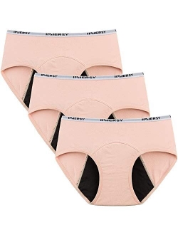 Period Underwear for Teen Girls Cotton Leakproof Menstrual Panties 3 Pack