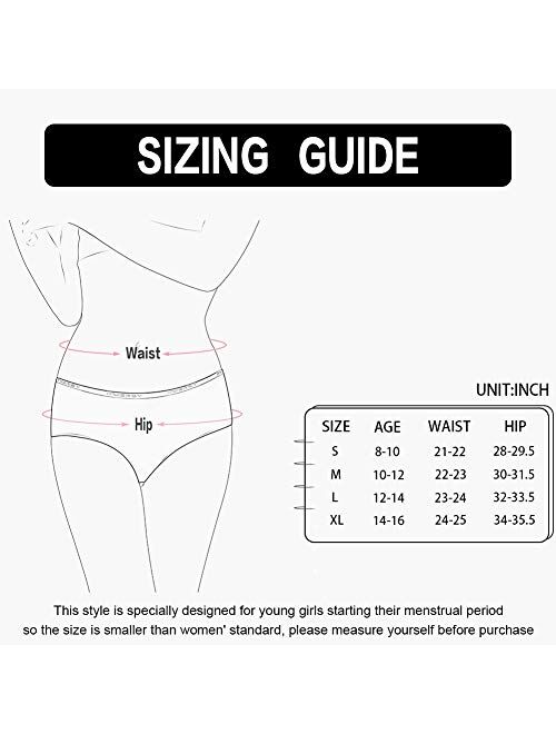 INNERSY Period Underwear for Teen Girls Cotton Leakproof Menstrual Panties 3 Pack