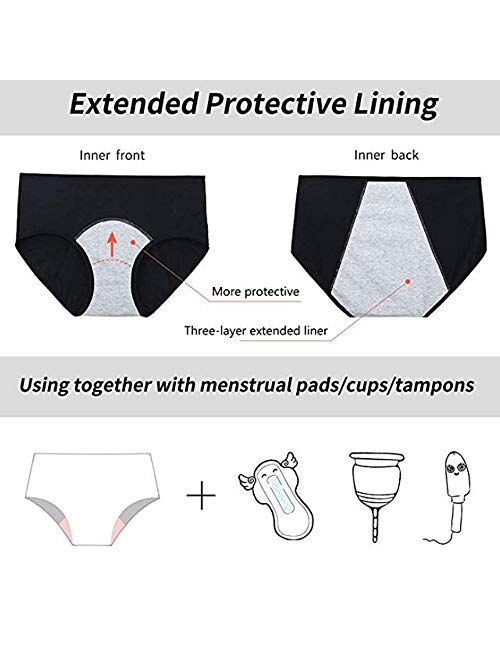 Hbhpov Ladies Underwear, Menstrual Period Underwear for Women Girls Cotton Panties High Waist Comfortable Easy Clean Briefs
