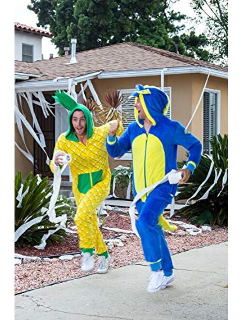 Tipsy Elves Funny Food Halloween Yellow Pineapple Costume Jumpsuit Funny Prickly Pointy Fruit for Men