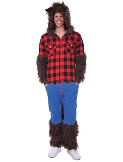 Tipsy Elves Classic Monster Halloween Werewolf Costume Scary Jumpsuit Full Moon Wolf Creature for Men