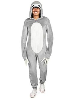 Funny Grey Halloween Sloth Costume Jumpsuit Cute Animal