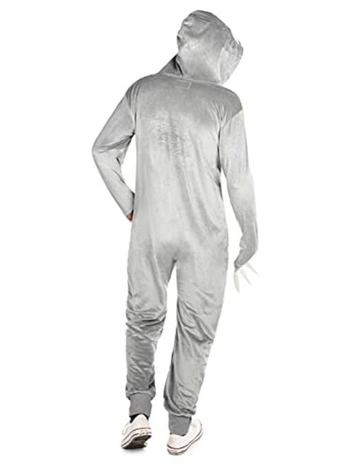 Tipsy Elves Funny Grey Halloween Sloth Costume Jumpsuit Cute Animal
