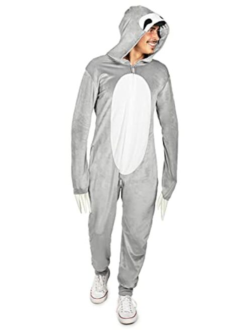 Tipsy Elves Funny Grey Halloween Sloth Costume Jumpsuit Cute Animal