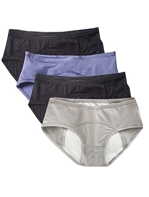 4 Packs Women Period Underwear Teens Menstrual Leak Proof Underwear First Period Starter Sanitary Shorts Girls