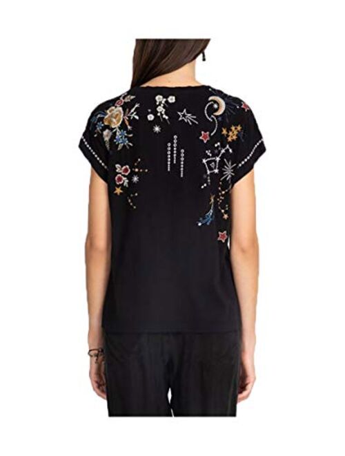 Johnny Was Women's Cyllene Relaxed Tee, Black