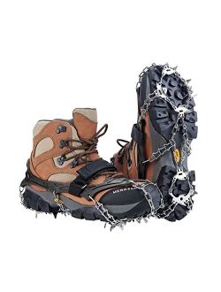 szlzhsm Crampons Universal Flexible Anti-Slip Ice Grips Snow Traction Cleats Ice Spikes Crampon with Stainless Steel Chain for Climbing Hiking