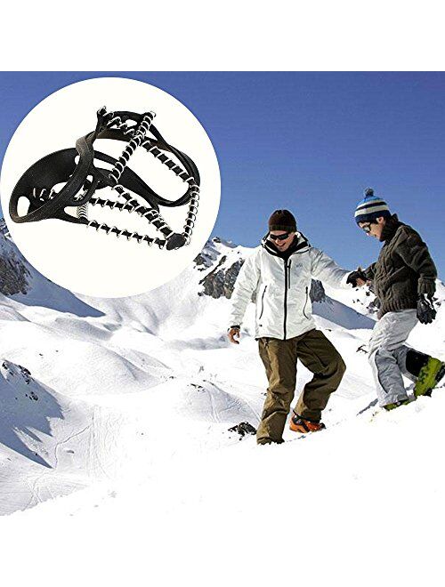 Pawaca 1 Pair Universal Size Walk Traction Cleats for Walking on Snow and Ice, Anti-Slip Ice Grips Traction Cleats Grippers Spikes Crampons for Walking, Jogging, Hiking o