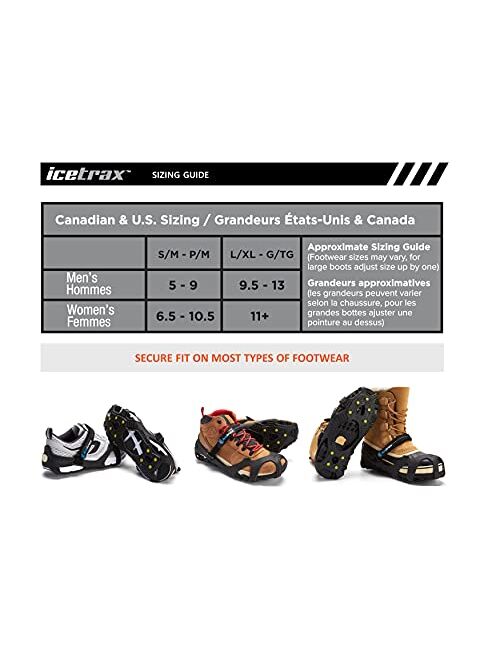 ICETRAX V3 Tungsten Ice Cleats with Straps Combo Pack, Winter Ice Grips for Shoes and Boots - Anti-Slip Grippers, StayON Toe, Reflective Heel