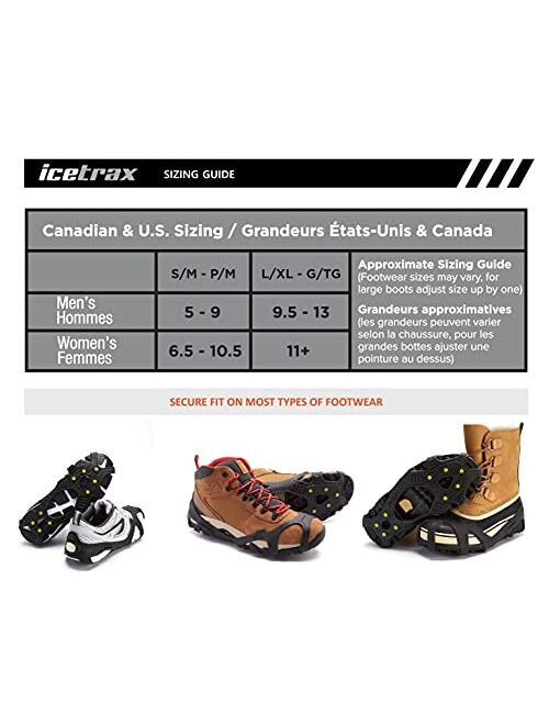 ICETRAX V3 Tungsten Winter Ice Grips for Shoes and Boots - Ice Cleats for Snow and Ice, StayON Toe, Reflective Heel