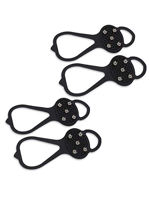 LACE INN 2 Pairs Non Slip Gripper Spike, Ice Grippers Traction Cleats Snow Shoe Spikes Grips Crampons with 10 Steel Studs Cleats