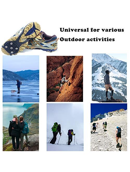 Unkonwn Ice Cleats,Universal Snow Grips for Shoes Ice Fishing Gear Traction Cleats Anti Slip Snow Grips Non-Slip Gripper Over Shoe Boot Rubber with 5 Steel Studs Crampon