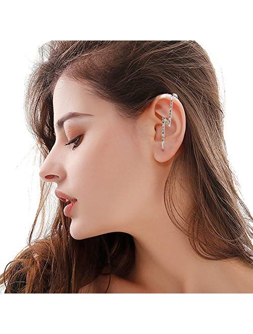 Ear Wrap Crawler Hook Earrings for Women Girls Gold Hypoallergenic Piercing Ear Wrap Climbers Earrings Simple Cubic Zirconia Rhinestone Hoop Earrings…