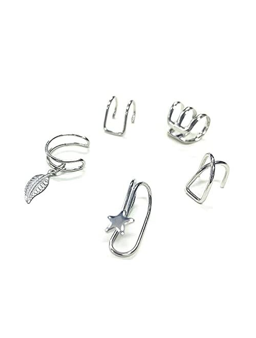 KunxQing 14k Gold Plated Cuff Hoop Earring, Double Huggie Earrings Cartilage Wrap Cuff Earrings for Girl Jewelry Gift