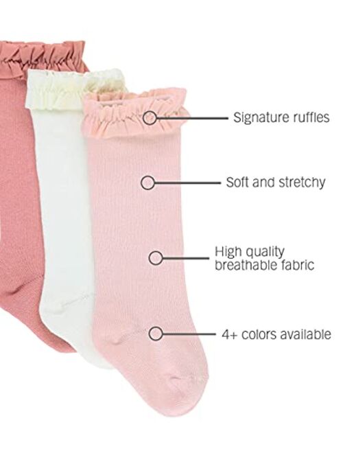 RuffleButts Girls 3-Pack Knee High Socks with Ruffles