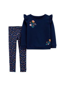 Toddler Girl Carter's 2-Piece Flutter-Sleeve Tee & Floral Legging Set
