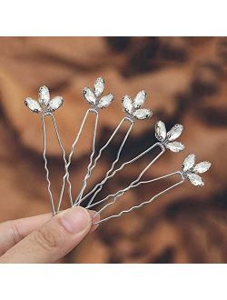 Casdre Crystal Bride Wedding Hair Pins Silver Bridal Hair Piece Wedding Hair Accessories for Women and Girls (Pack of 2) (Set 15)