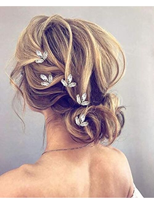 Casdre Crystal Bride Wedding Hair Pins Silver Bridal Hair Piece Wedding Hair Accessories for Women and Girls (Pack of 2) (Set 15)