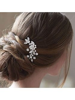 Jakawin Bride Wedding Hair Comb Crystal Bridal Hair Accessories Hair Piece for Women and Girls HC042 (Silver)