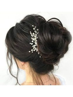 Jakawin Bride Wedding Hair Comb Crystal Hair Piece Silver Rhinestone Headpiece Bridal Hair Accessories for Women and Girls HC113 (Silver)