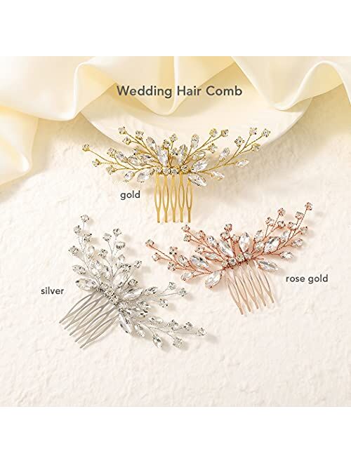 Jakawin Bride Wedding Hair Comb Crystal Hair Piece Silver Rhinestone Headpiece Bridal Hair Accessories for Women and Girls HC113 (Silver)