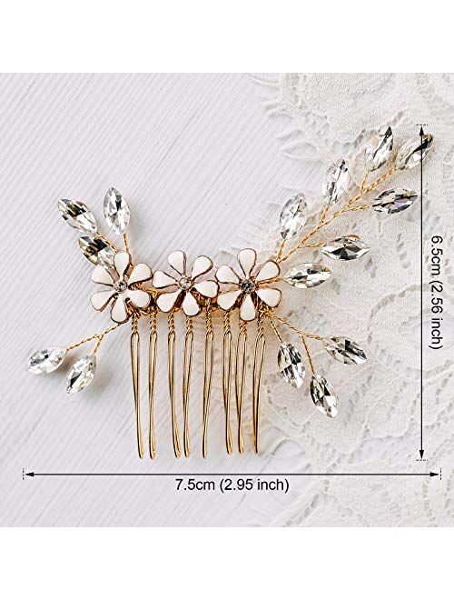 AW BRIDAL Wedding Hair Comb Ivory Flower Bridal Headpiece Hair Clip Wedding Hair Accessories for Brides (Silver)