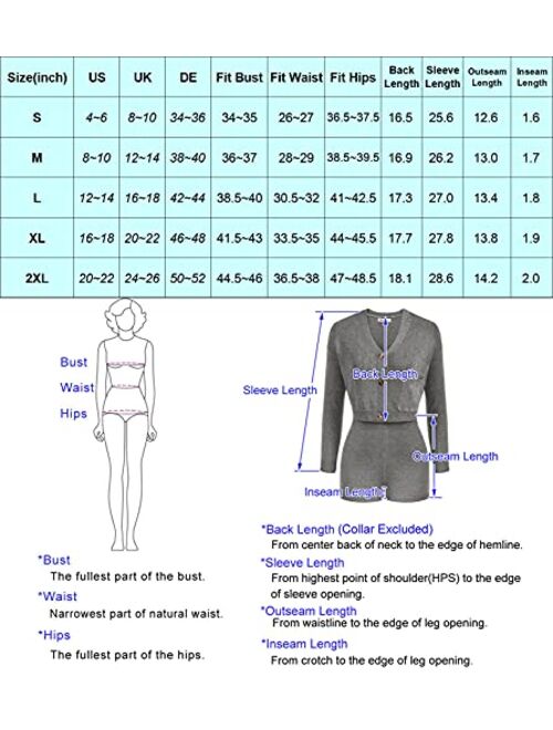 GRACE KARIN Women Casual 2 Piece Outfits Knit Loungewear Long Sleeve Crop Top Bodycon Shorts Athleisure Set Sweater