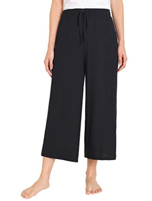 Weintee Women's Lounge Culottes Knit Gaucho Pants with Pockets
